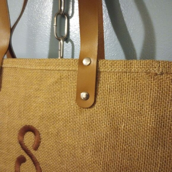 ✨ NWT burlap monogram top zipper handbag - Picture 3 of 12
